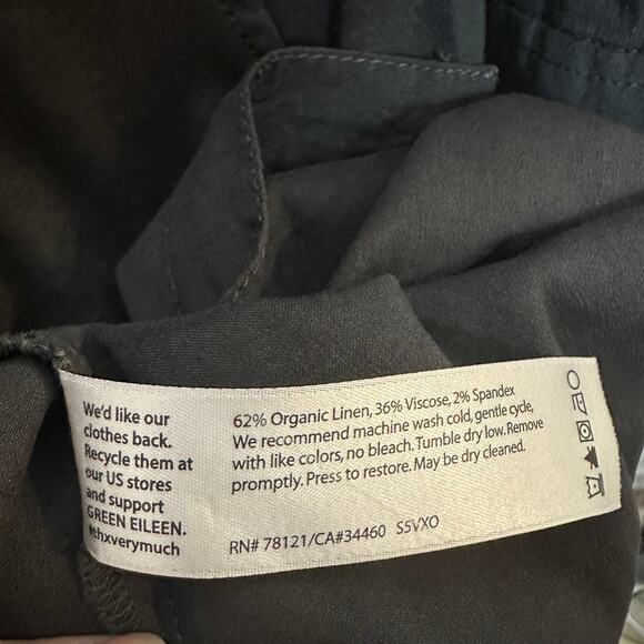 Eileen Fisher Shirtdress Button Down Collared Dress Charcoal Gray 3/4 Sleeve XS - Picture 3 of 7